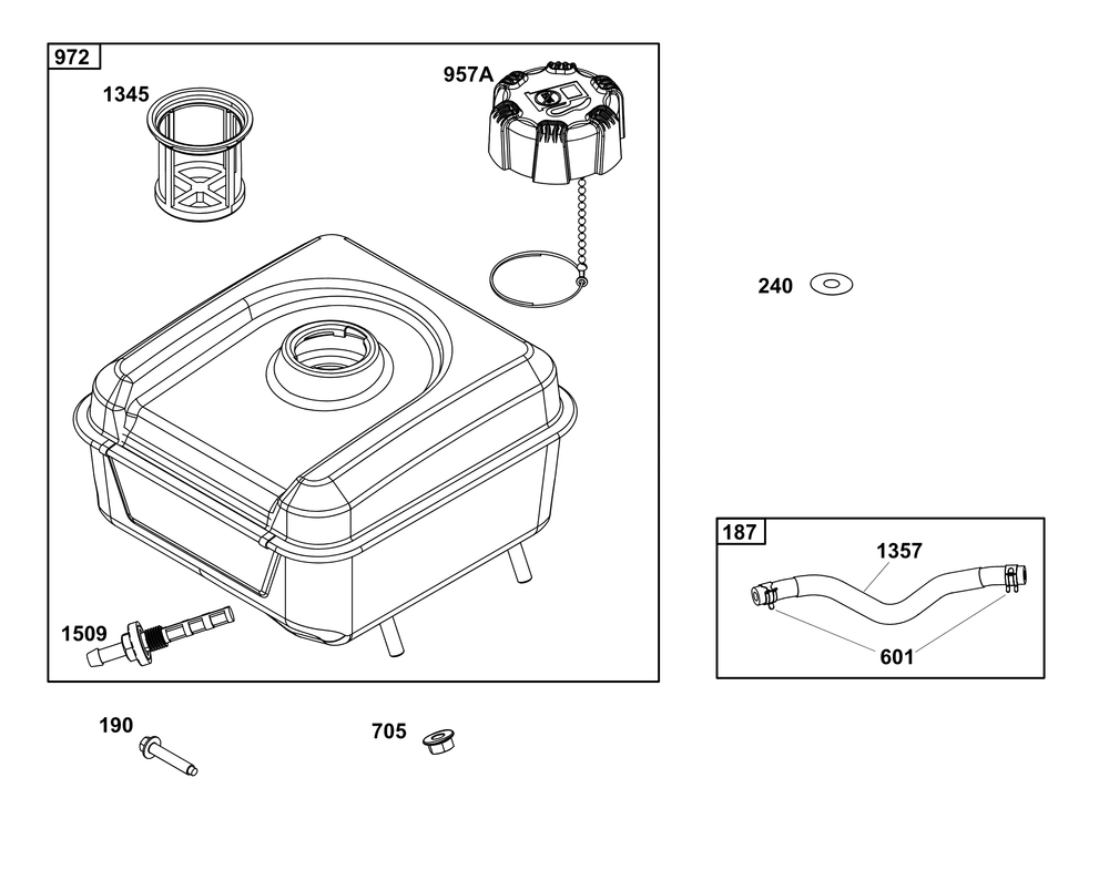 Fuel Supply Group Diagram and Parts List for 12V337-0144-F1 100000 - 19Z999 Briggs and Stratton Engine